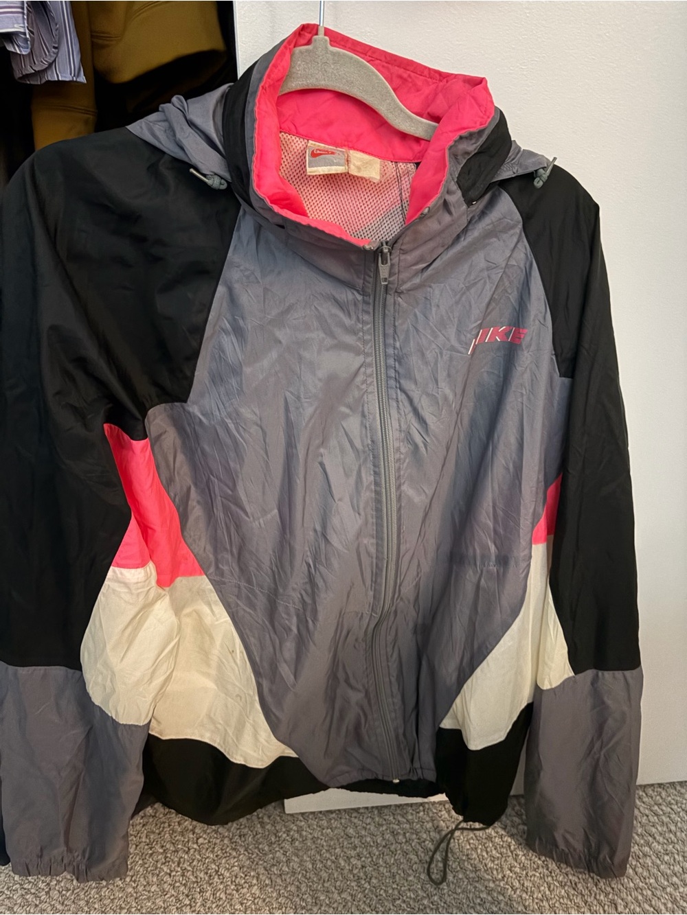 Vtg Nike athletic brand Windbreaker miami vice colors 80s 90s Retro jacket large
